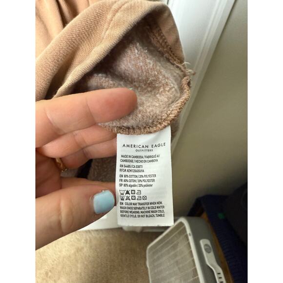 American Eagle Women's Light Brown Babydoll Mini Sweatshirt Dress Size XL - Picture 5 of 7